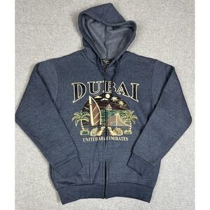 Dubai‎ Hoodie Mens Med Full Zip United Arab Emirates Graphic Dubshi Blue Gray